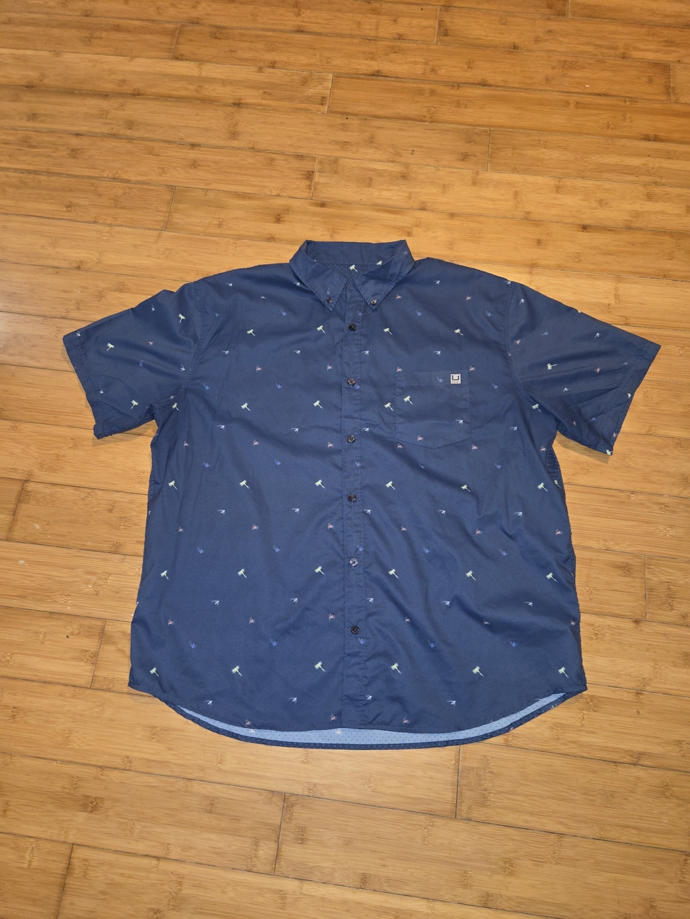 Huk MENS XXL Blue Fishing Lures Performance Fishing Shirt Outdoor